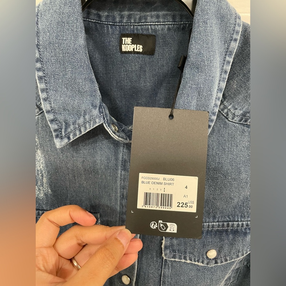 NWT The Kooples Blue Sleeveless Denim Button-Down Top (medium/large) - Picture 5 of 9